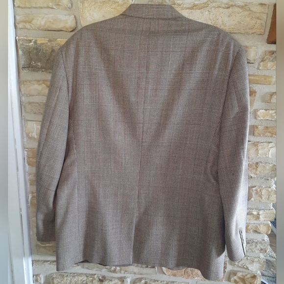 Vintage Tommy Hilfiger Mens Blazer Jacket Brown Plaid Virgin Wool 44R - Picture 8 of 16